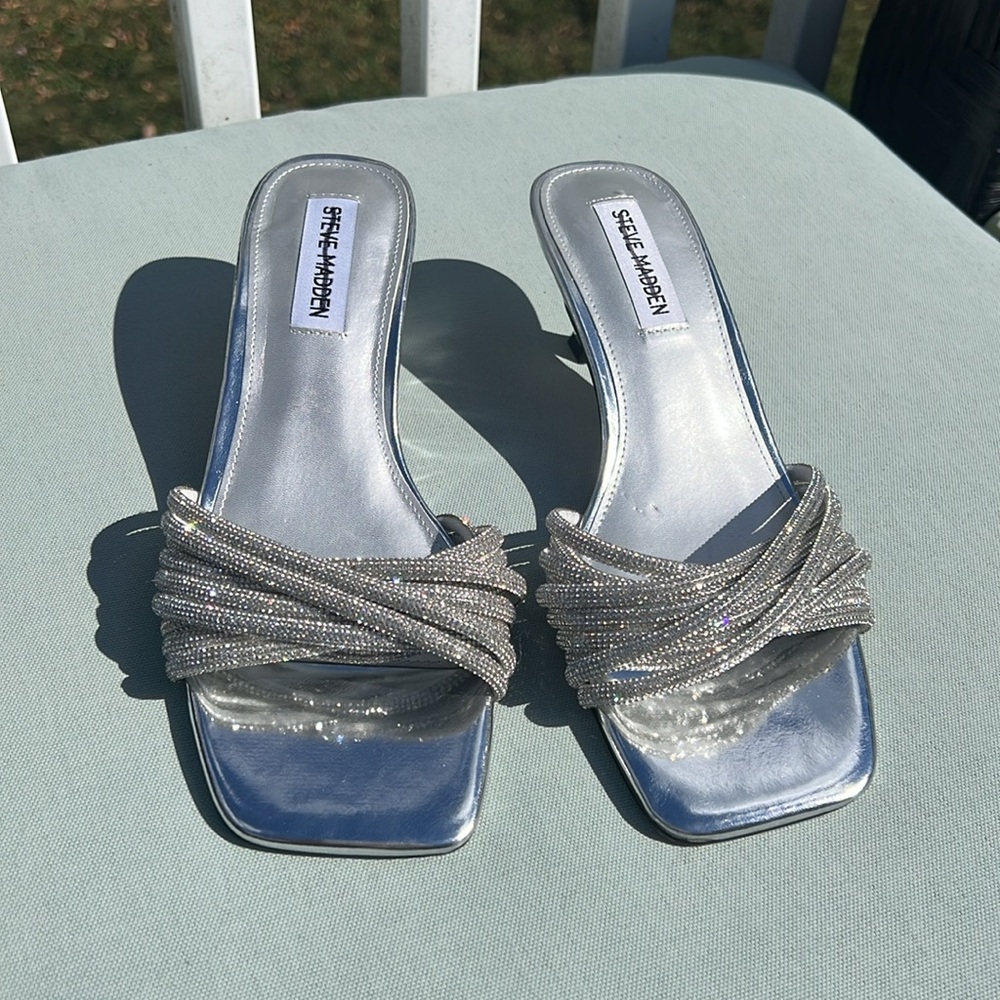 Steve Madden Solange Slide Sandal silver size 7.5